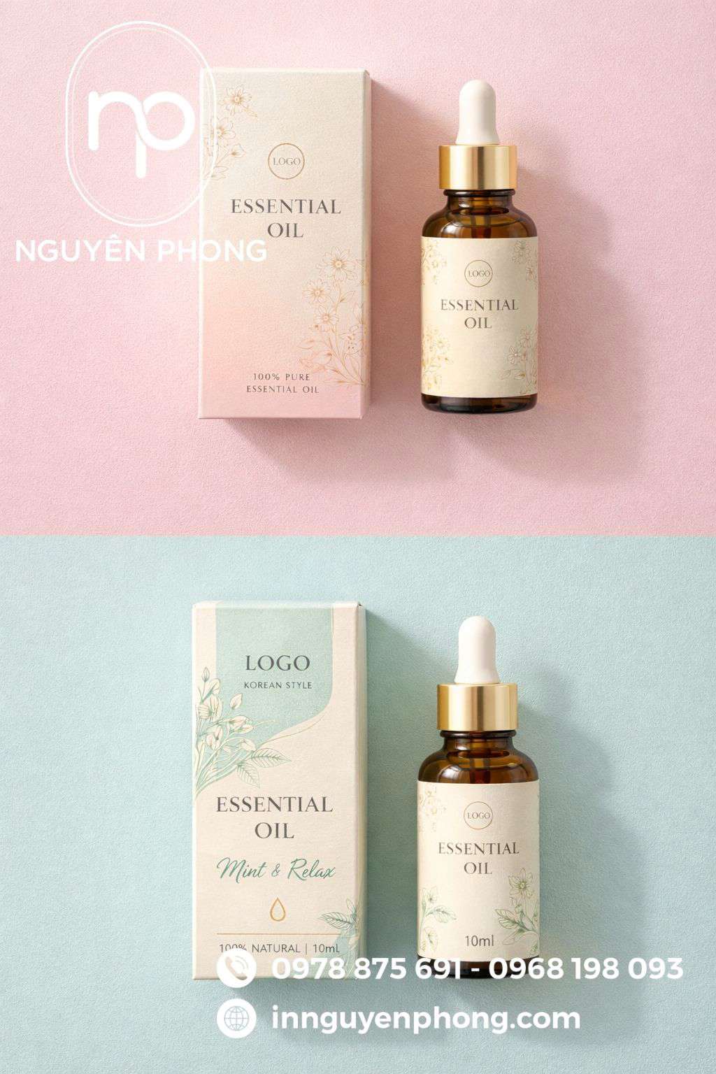 Mẫu in hộp đựng tinh dầu đa dạng 